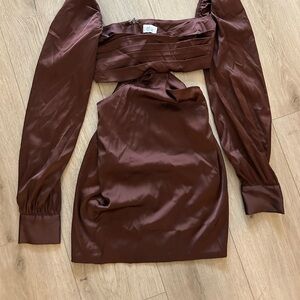 Oh Polly brown dress with cutouts